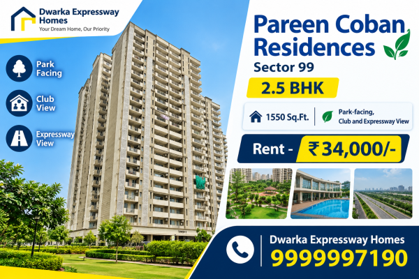 2.5 bhk apartment for rent Pareena Coban sector 99 